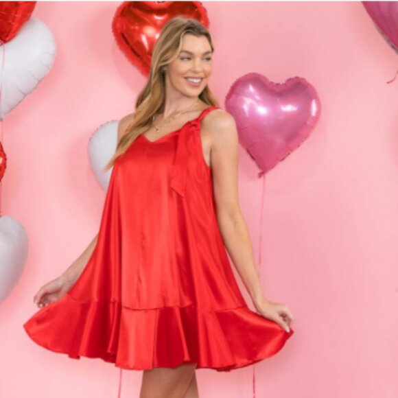 SATIN MINI DRESS - Picture 1 of 4